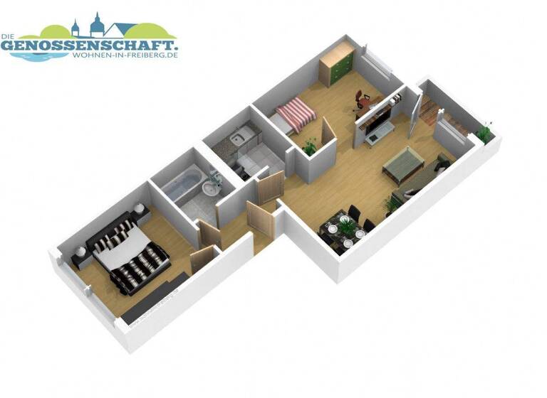 Wohnung zur Miete 379 € 3 Zimmer 54 m² 2. Geschoss Paul-Müller-Straße 68 Freiberg 09599