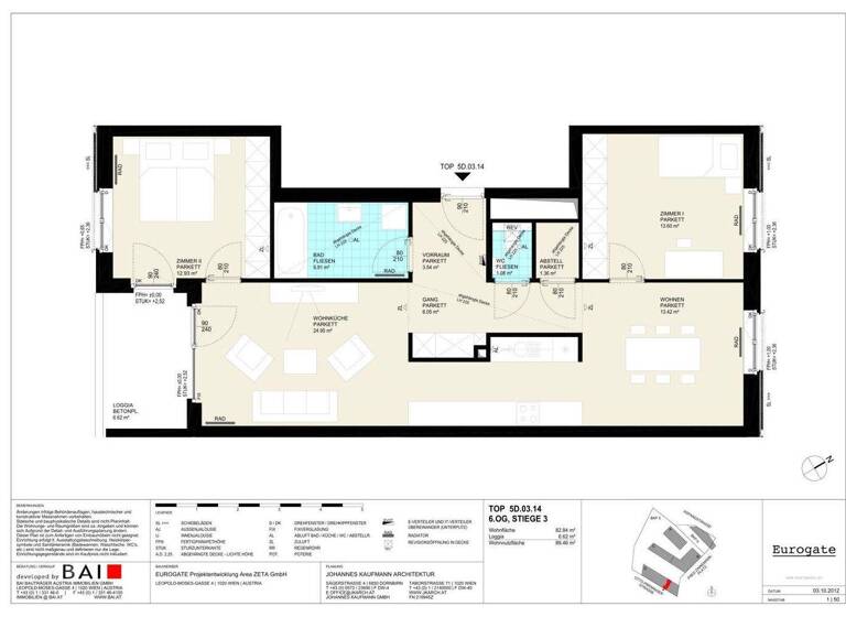 Wohnung zum Kauf 625.000 € 3 Zimmer 82,8 m² 6. Geschoss frei ab 01.07.2026 Wien 1030
