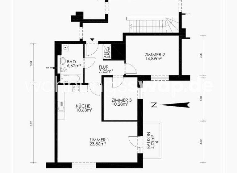 Studio zur Miete Tauschwohnung 800 € 3 Zimmer 76 m² 4. Geschoss Barmbek-Nord Hamburg 22307