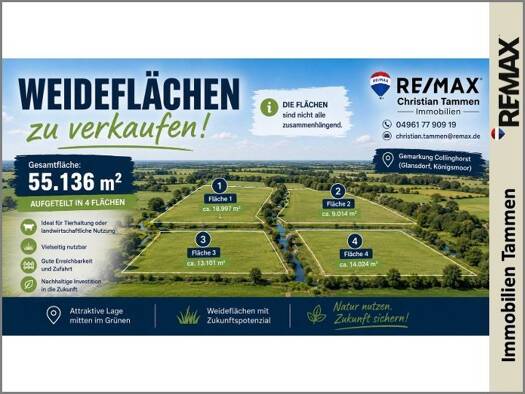 Land-/Forstwirtschaft zum Kauf 139.000 € 55.136 m² Grundstück Collinghorst Rhauderfehn 26817