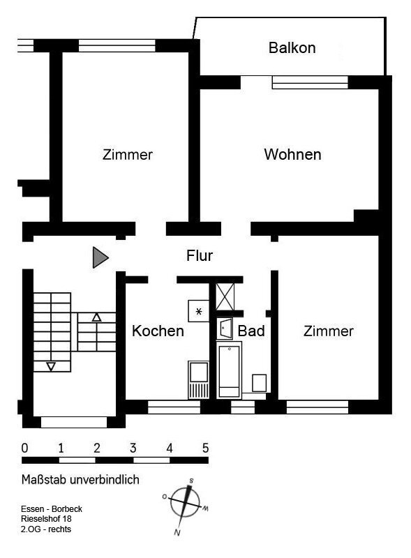 Wohnung zur Miete 660 € 3 Zimmer 66,9 m²<br/>Wohnfläche 2.<br/>Geschoss 16.03.2025<br/>Verfügbarkeit Rieselshof 18 Borbeck-Mitte Essen 45355