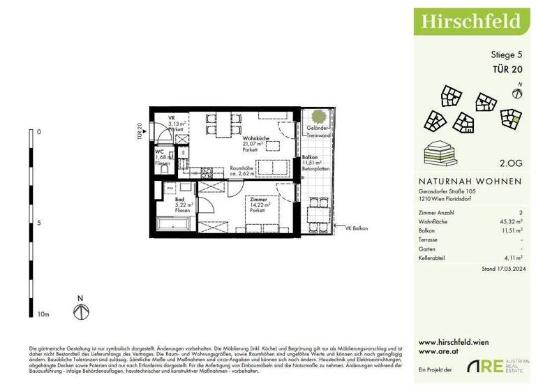 Wohnung zum Kauf - Erstbezug provisionsfrei 280.000 € 2 Zimmer 45,3 m² 2. Geschoss Wien 1210