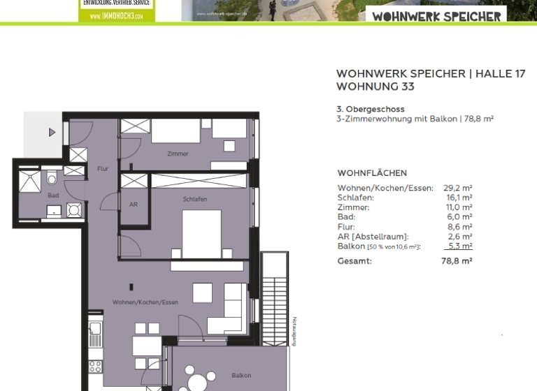 Wohnung zur Miete 705 € 3 Zimmer 78,7 m² 3. Geschoss Speicher 54662