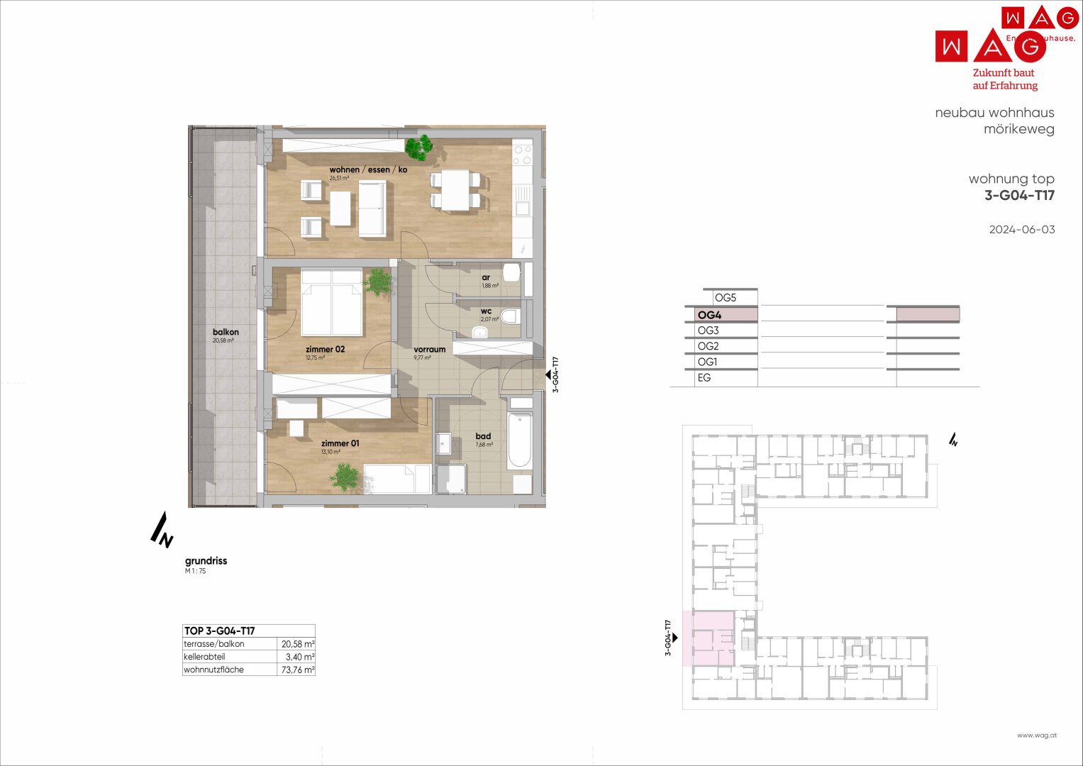 Wohnung zum Kauf 466.060 € 3 Zimmer 73,8 m²<br/>Wohnfläche 01.12.2025<br/>Verfügbarkeit Mörikeweg Waldegg Linz 4020