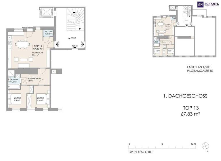 Wohnung zum Kauf 549.000 € 3 Zimmer 69,1 m² 4. Geschoss Pilgramgasse Wien 1050
