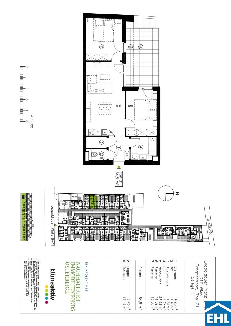 Wohnung zur Miete 924 € 3 Zimmer 64,5 m²<br/>Wohnfläche EG<br/>Geschoss Leopoldauer Platz 9-11 Wien 1210