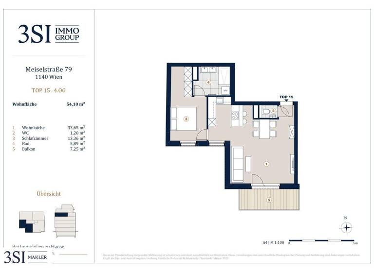 Wohnung zum Kauf - Erstbezug 445.579 € 2 Zimmer 54,1 m² 4. Geschoss Meiselstraße 79 Wien 1140