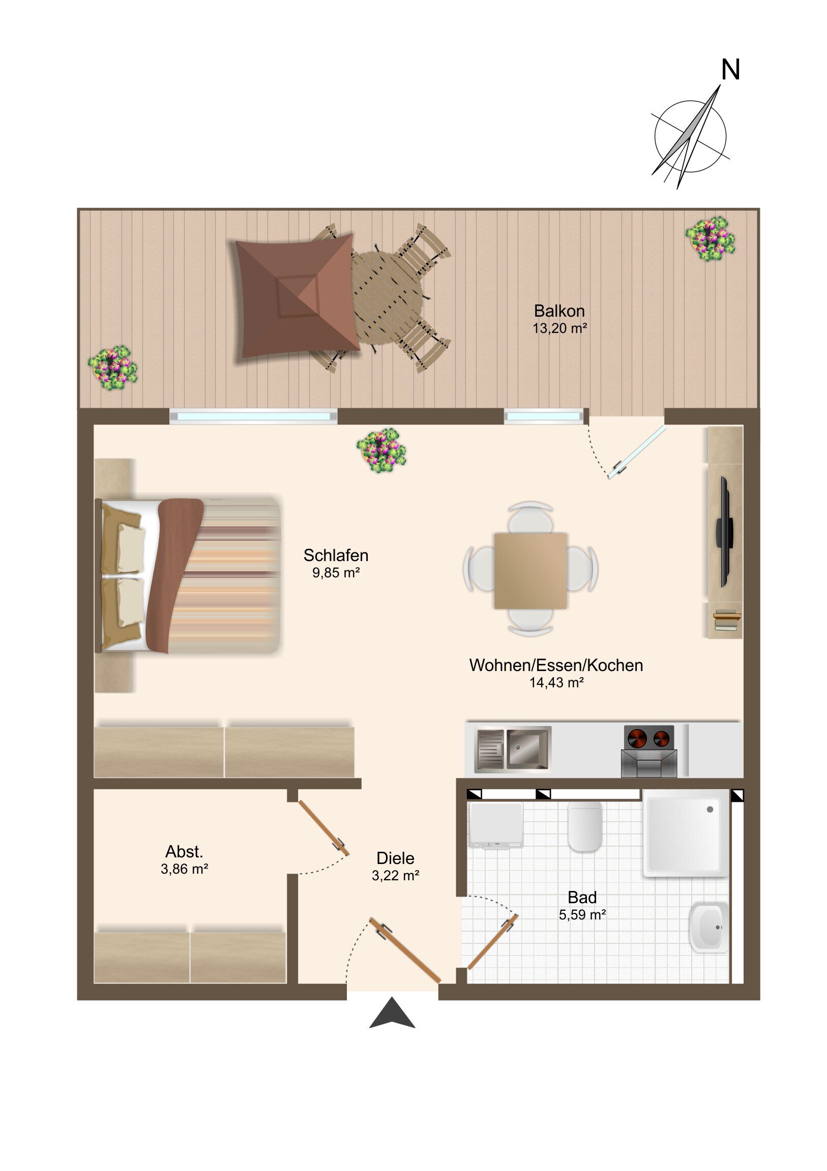 Wohnung zum Kauf 159.800 € 1 Zimmer 43,6 m²<br/>Wohnfläche Altoberndorf Oberndorf am Neckar 78727