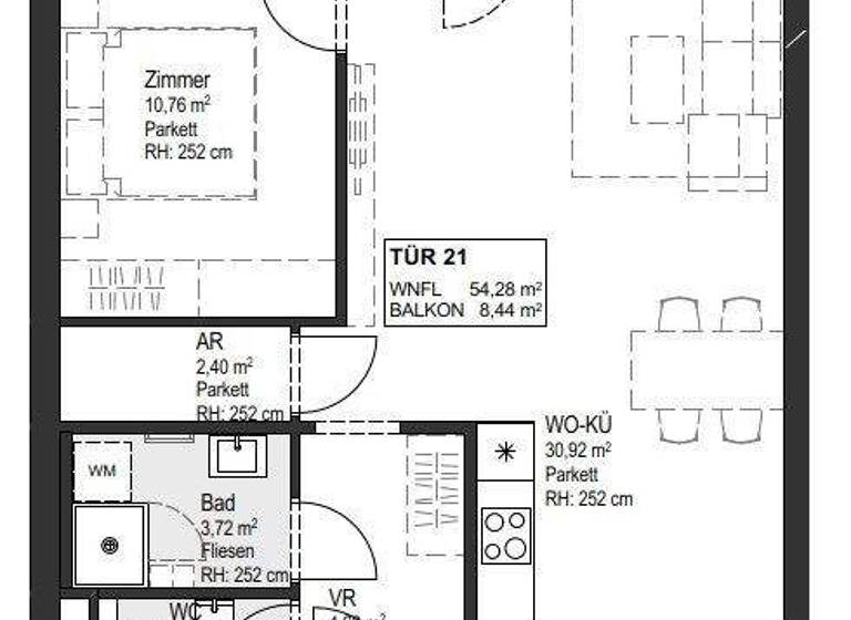 Wohnung zur Miete - Erstbezug 914 € 2 Zimmer 54,3 m² 2. Geschoss Wien 1150
