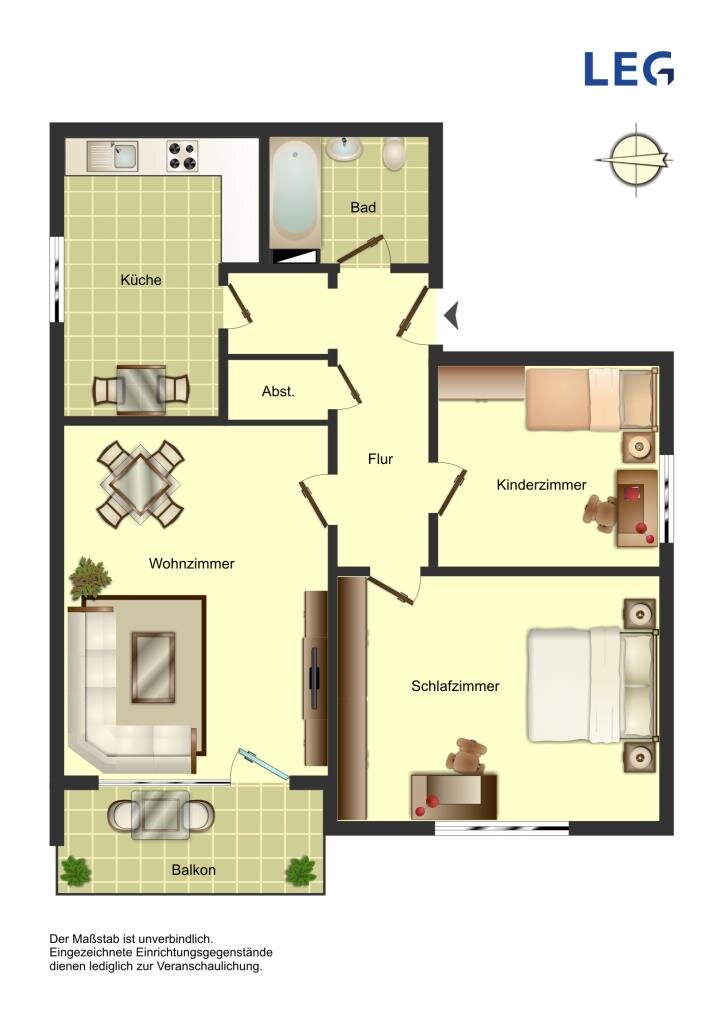 Wohnung zur Miete 510 € 3,5 Zimmer 74,2 m²<br/>Wohnfläche 3.<br/>Geschoss Gedächtnisstraße 13 Weddinghofen Bergkamen 59192