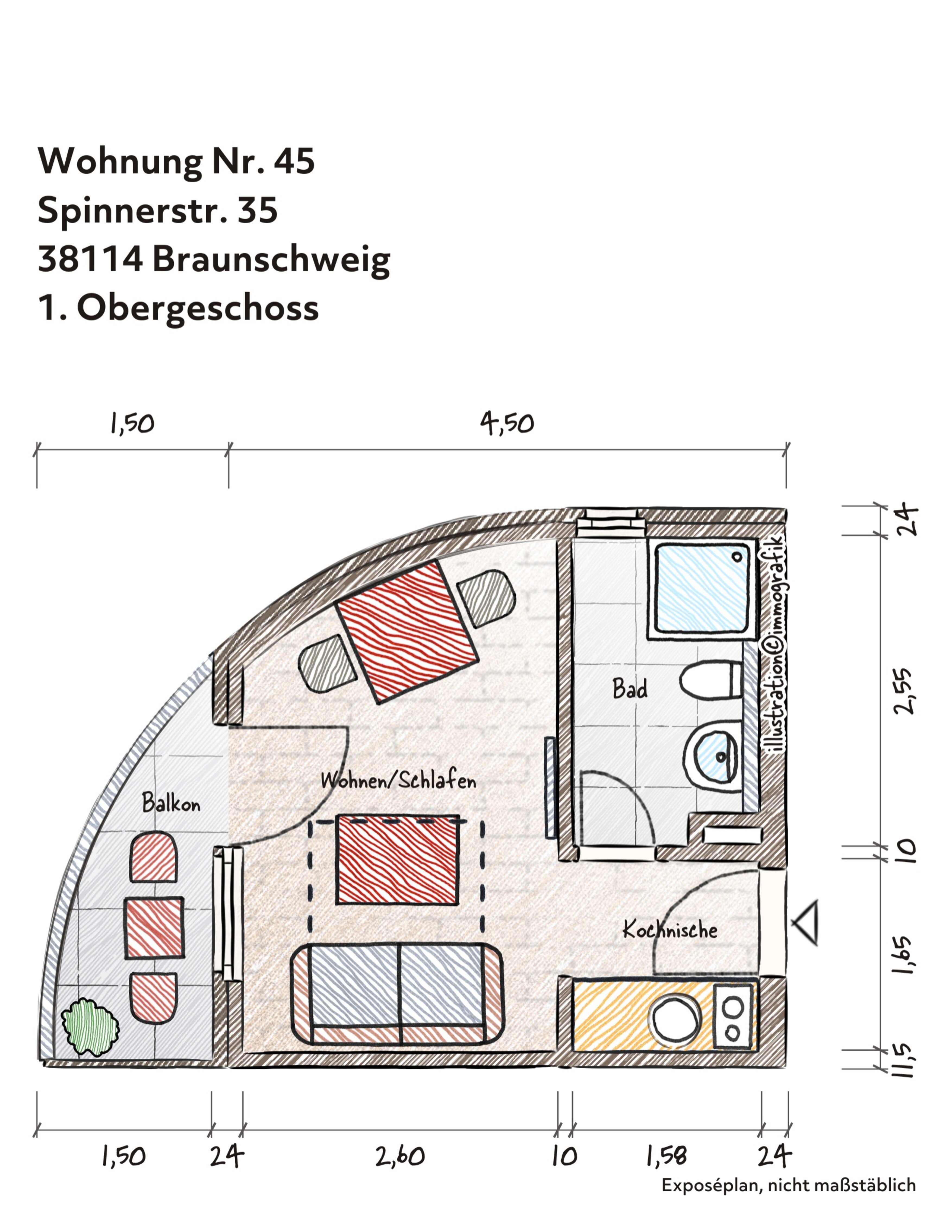 Studio zum Kauf als Kapitalanlage geeignet 70.000 € 1 Zimmer 18,5 m²<br/>Wohnfläche Spinnerstraße 35 Petritor - Nord Braunschweig 38114