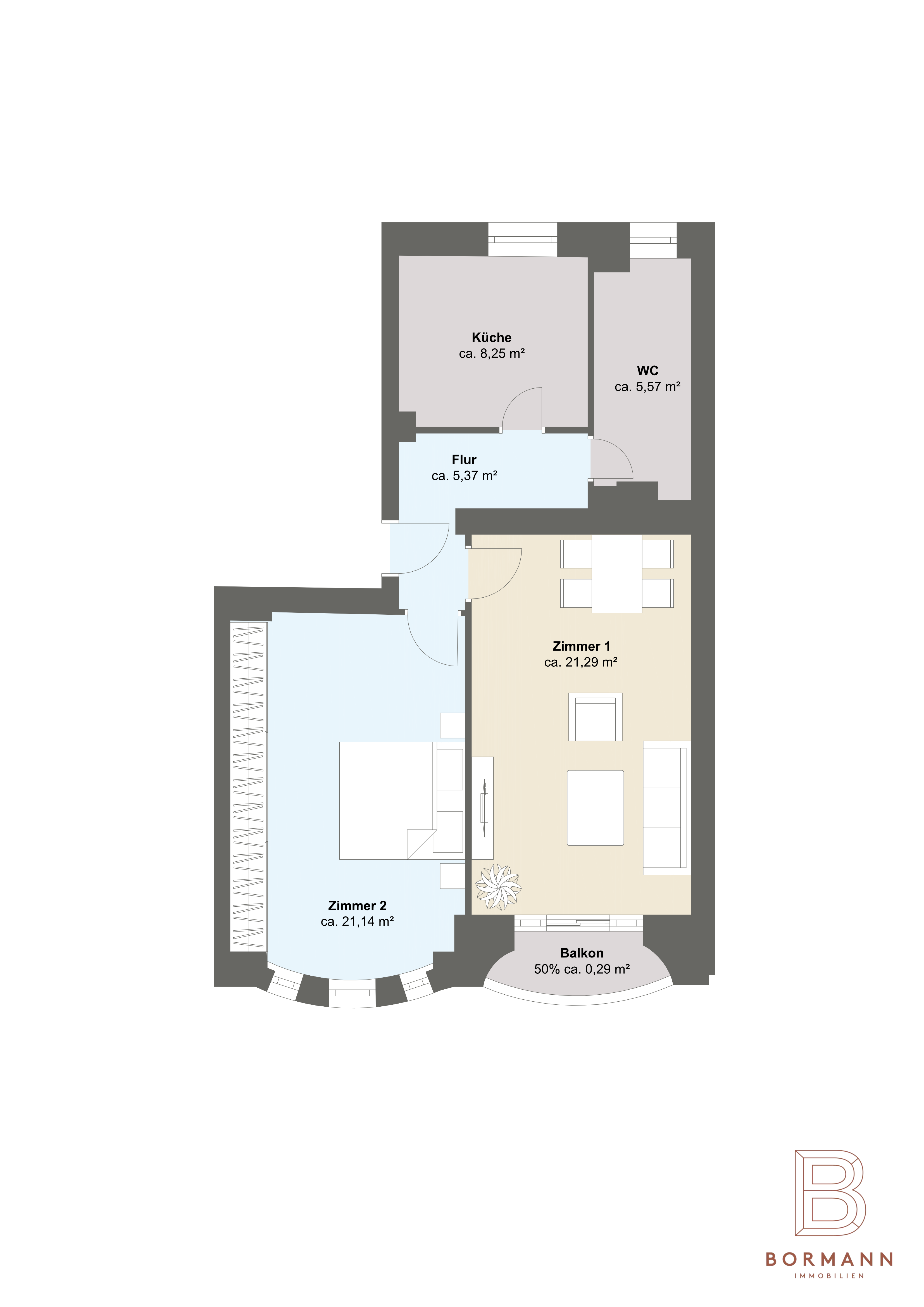 Wohnung zum Kauf 338.299 € 2 Zimmer 63,8 m²<br/>Wohnfläche Wedding Berlin 13349