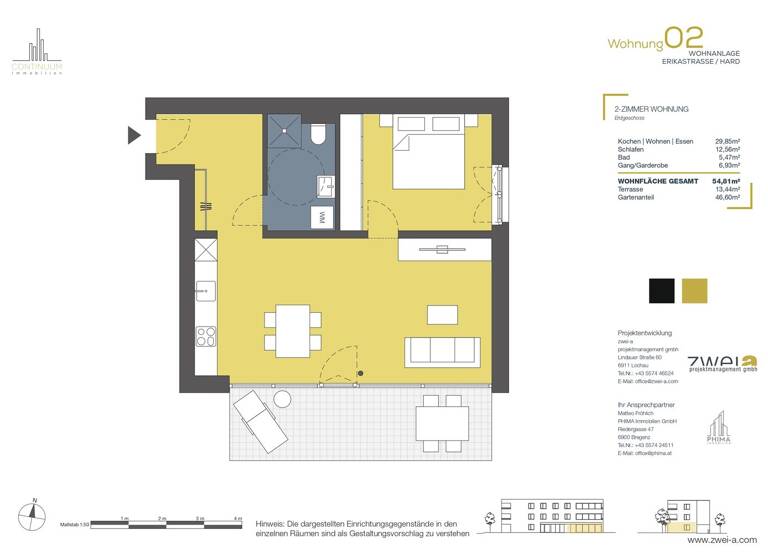 Wohnung zum Kauf - Erstbezug 2 Zimmer 54,8 m² Erikastraße 1 Hard 6971