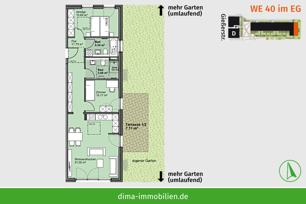 Wohnung zum Kauf 507.000 € 3 Zimmer 86,2 m²<br/>Wohnfläche EG<br/>Geschoss Gießerstraße 47 b Plagwitz Leipzig 04229