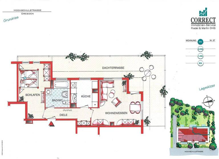 Wohnung zur Miete 687 € 2 Zimmer 79,8 m² 3. Geschoss frei ab 01.03.2026 Hochschulstraße 47 Südvorstadt-Ost Dresden 01069