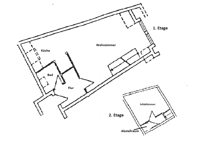 Wohnung zur Miete 365 € 2 Zimmer 56,2 m² 4. Geschoss frei ab sofort Hauptstraße 9 Waltershausen 99880