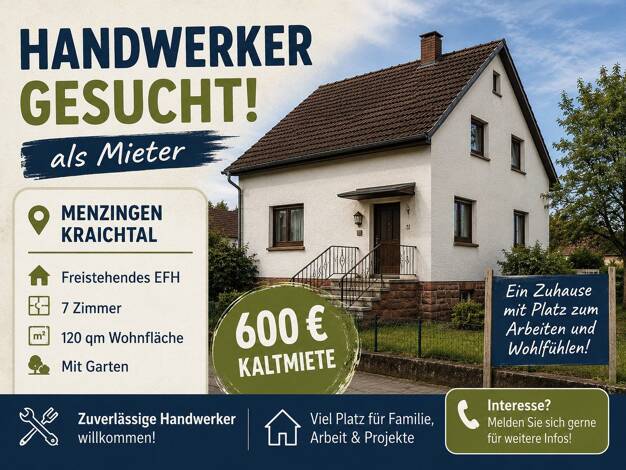 Einfamilienhaus zur Miete 600 € 7 Zimmer 120 m² 500 m² Grundstück Menzingen Kraichtal 76703