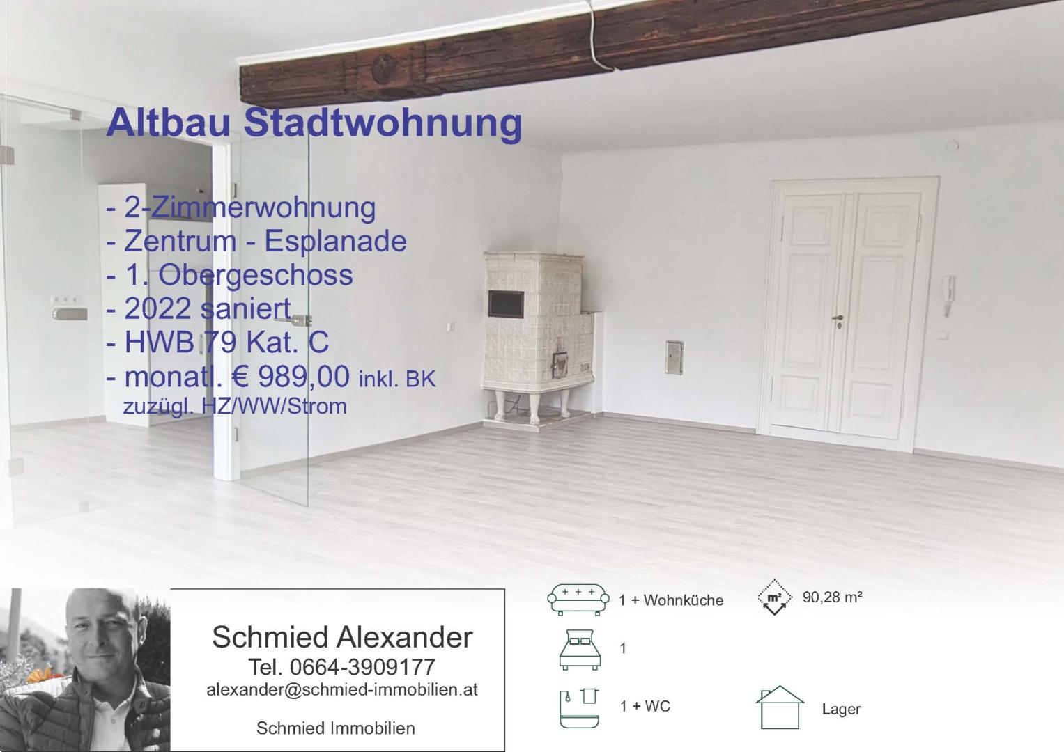 Wohnung zur Miete 719 € 2 Zimmer 90 m²<br/>Wohnfläche 1.<br/>Geschoss Esplanade Bad Ischl 4820