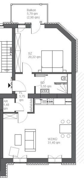 Wohnung zur Miete 1.079 € 2 Zimmer 67,4 m²<br/>Wohnfläche 3.<br/>Geschoss 14.12.2024<br/>Verfügbarkeit Erkrather Str. 120 Flingern - Süd Düsseldorf 40233