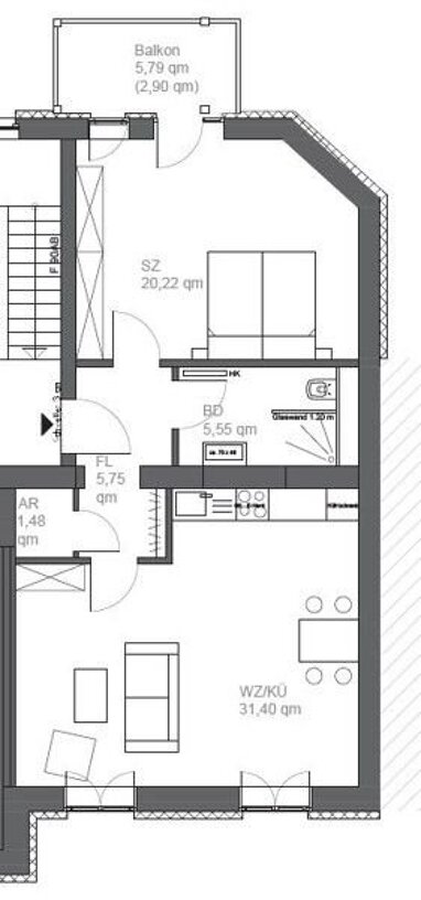 Wohnung zur Miete 1.078,56 € 2 Zimmer 67,4 m² 3. Geschoss frei ab 19.10.2024 Erkrather Str. 120 Flingern - Süd Düsseldorf 40233