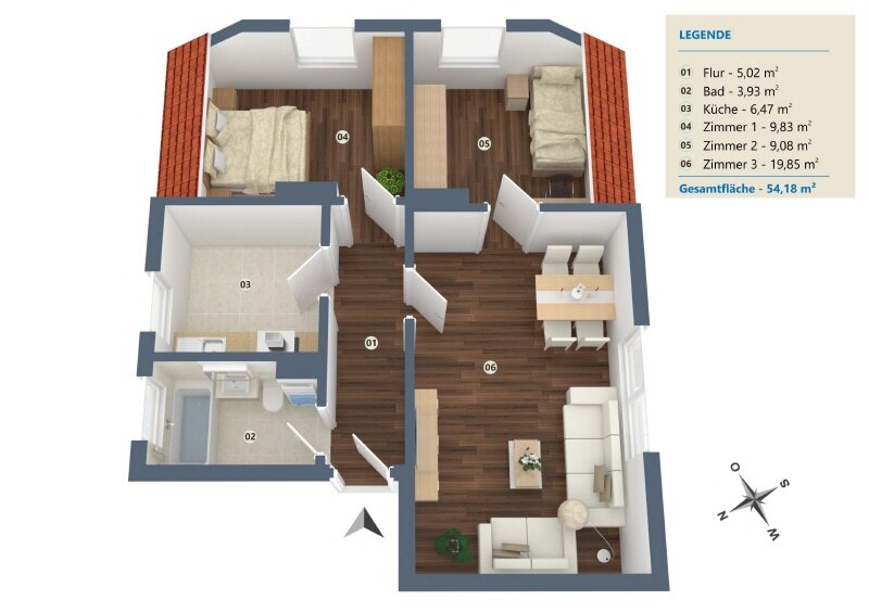 Wohnung zur Miete 519 € 3 Zimmer 56,5 m²<br/>Wohnfläche ab sofort<br/>Verfügbarkeit Königstr. 126 Königstor 5 Minden 32427