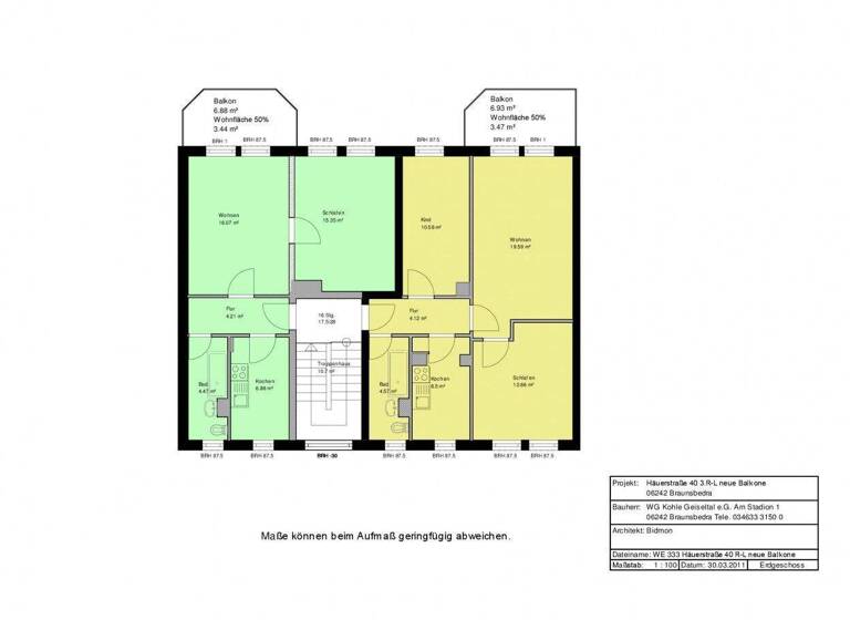 Wohnung zur Miete 377 € 2 Zimmer 50,3 m² 2. Geschoss Häuerstr. 42 Braunsbedra 06242