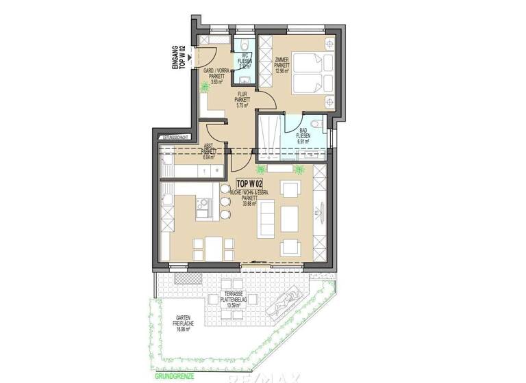 Wohnung zur Miete - Erstbezug 1.020 € 2,5 Zimmer 71 m² EG Kössen 6345