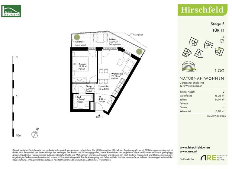 Wohnung zum Kauf - Erstbezug provisionsfrei 280.000 € 2 Zimmer 45,2 m² 1. Geschoss Gerasdorfer Straße 105 Wien 1210