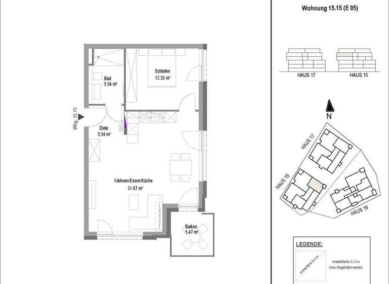 Wohnung zur Miete - Erstbezug 940 € 2 Zimmer 57,9 m² 5. Geschoss frei ab sofort Degmarner Str. 15 Oedheim 74229