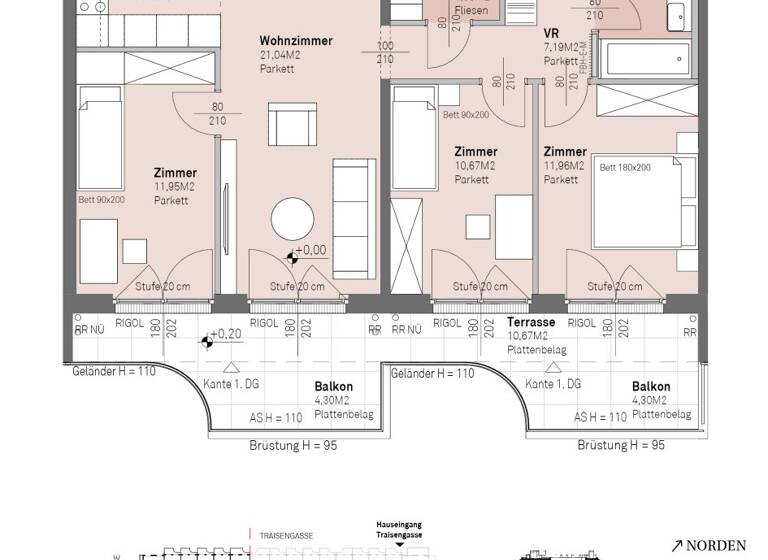 Wohnung zum Kauf - Erstbezug 604.500 € 4 Zimmer 76,9 m² 6. Geschoss frei ab 30.06.2028 Engerthstraße 111 Wien 1200