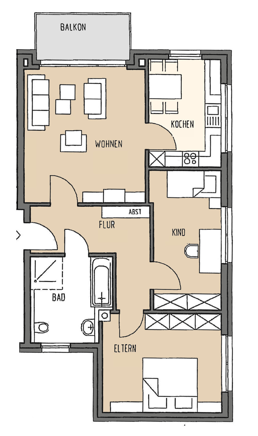 Wohnung zur Miete 482 € 3 Zimmer 81,1 m²<br/>Wohnfläche 1.<br/>Geschoss 01.04.2025<br/>Verfügbarkeit Faßbinderweg 11 Buschkamp Bielefeld / Senne 33659