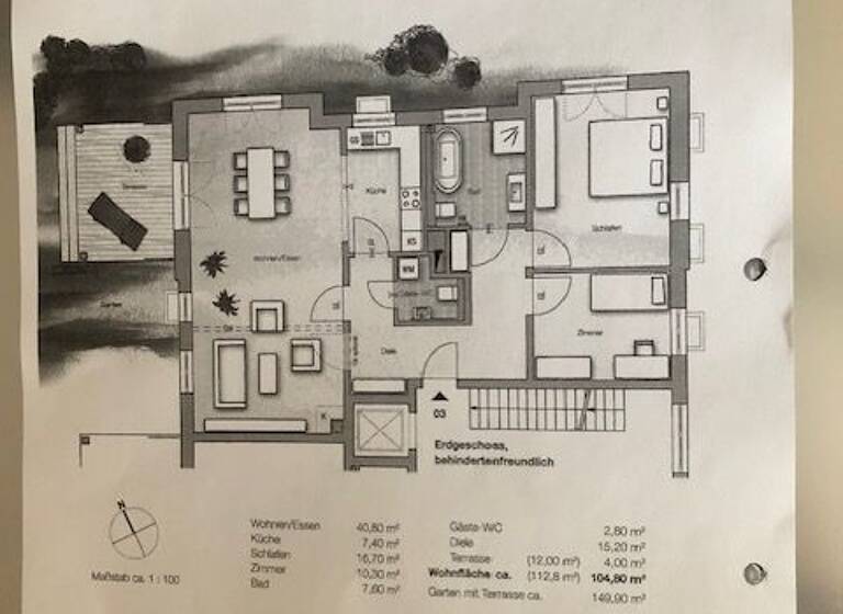 Terrassenwohnung zur Miete 1.470 € 3 Zimmer 104,8 m² EG frei ab 01.07.2026 Hermann-Hesse-Straße 18 Bühlau/Weißer Hirsch Dresden 01324