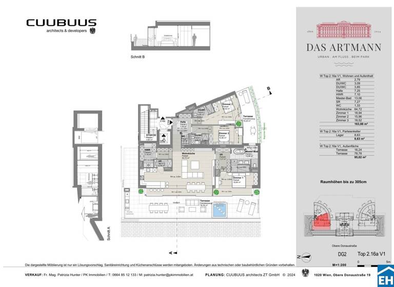 Wohnung zum Kauf - Erstbezug 4.149.052 € 4 Zimmer 165 m² 5. Geschoss Obere Donaustraße 19-21 Wien 1020