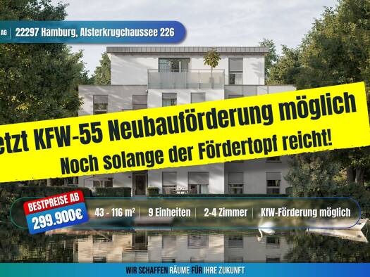Wohnung zum Kauf - Erstbezug provisionsfrei als Kapitalanlage geeignet 699.900 € 3 Zimmer 92 m² Alsterkrugchaussee 226 Alsterdorf Nord 22297
