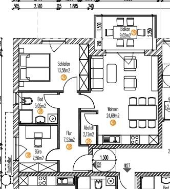 Wohnung zum Kauf provisionsfrei 355.000 € 2,5 Zimmer 65 m²<br/>Wohnfläche 1.<br/>Geschoss Gewerbestraße 15 Mettenheim-Hart Mettenheim 84562