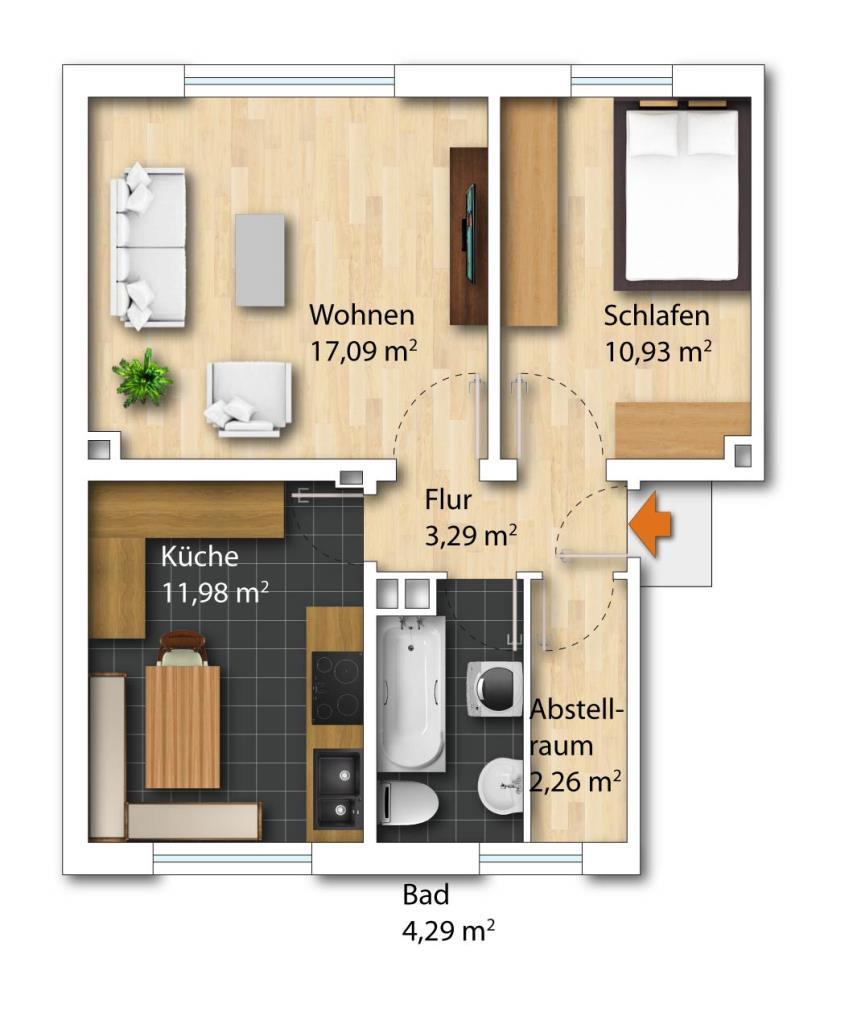 Wohnung zum Kauf 219.900 € 2 Zimmer 49,8 m²<br/>Wohnfläche 2.<br/>Geschoss Ostpark Regensburg 93053