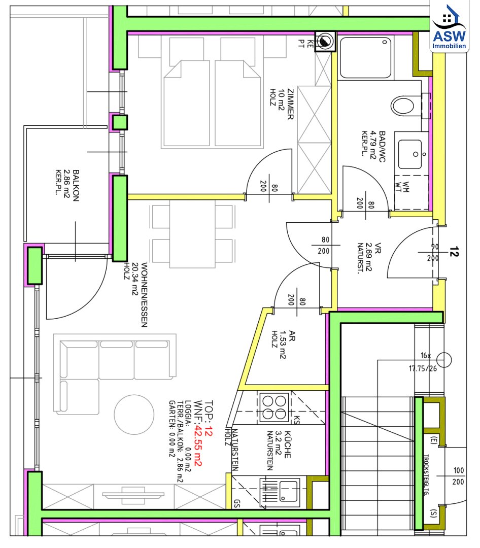 Wohnung zum Kauf 219.000 € 2 Zimmer 42,6 m²<br/>Wohnfläche 4.<br/>Geschoss 01.04.2026<br/>Verfügbarkeit Zöchbauerstraße Wien 1160