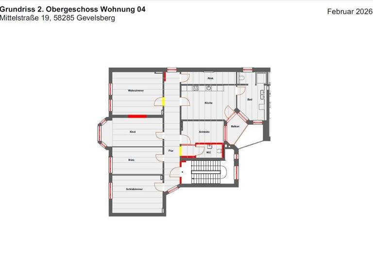 Wohnung zur Miete 1.640 € 5 Zimmer 164 m² 2. Geschoss frei ab sofort Gevelsberg 58285