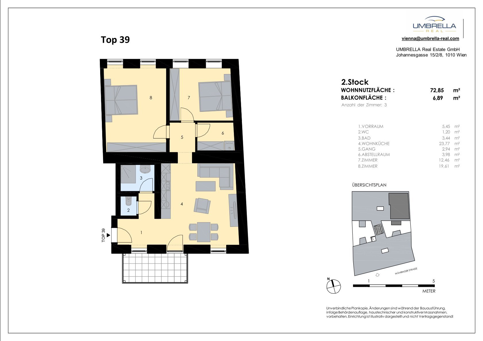 Wohnung zum Kauf 584.990 € 3 Zimmer 72,9 m²<br/>Wohnfläche 2.<br/>Geschoss Wien 1180