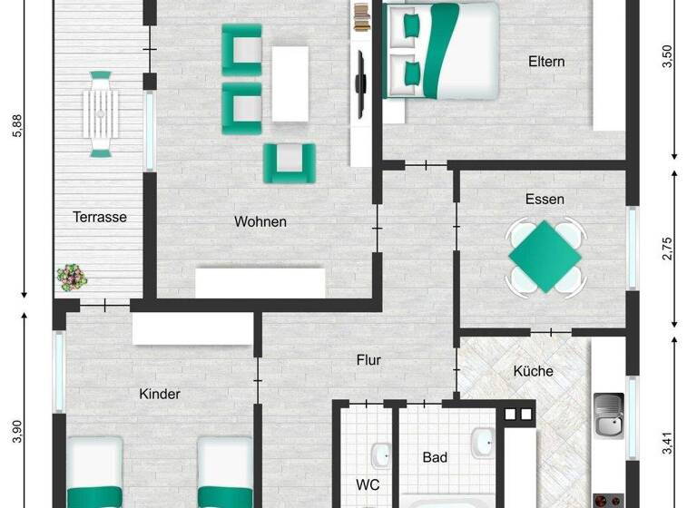 Wohnung zum Kauf 295.000 € 4 Zimmer 87 m² EG Neckarsulm 74172