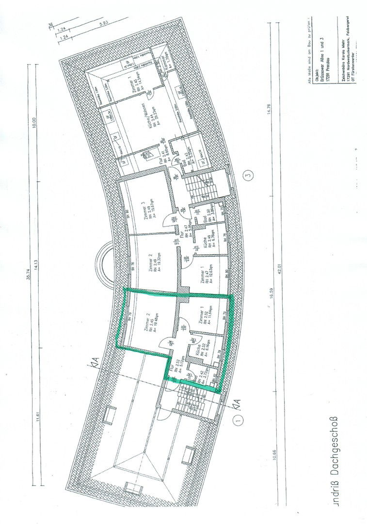 Wohnung zur Miete 280 € 2 Zimmer 46,1 m²<br/>Wohnfläche 2.<br/>Geschoss Prenzlau Prenzlau 17291