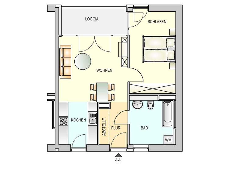 Wohnung zur Miete 586 € 2 Zimmer 55,8 m² 3. Geschoss frei ab 16.03.2026 Brunostr. 18 Zellerau Würzburg 97082