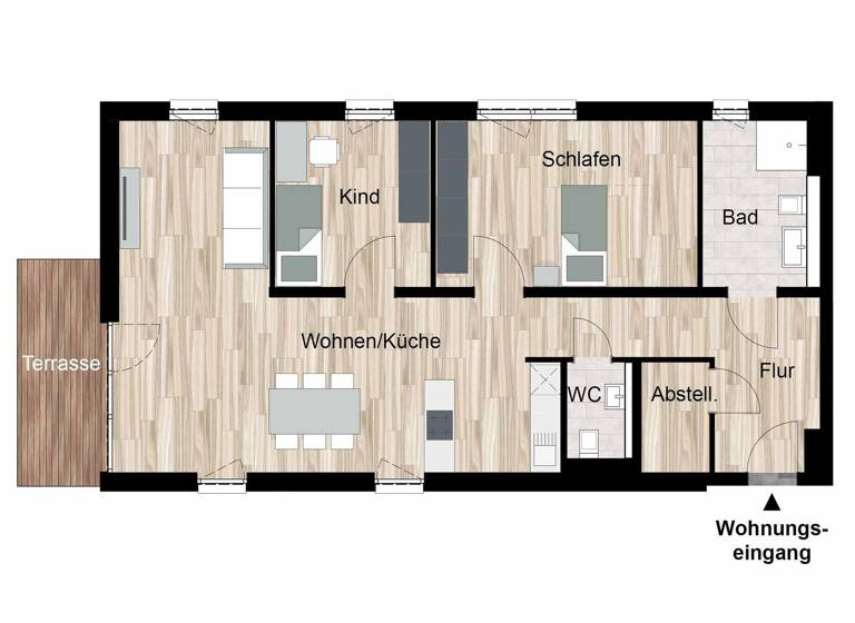 Terrassenwohnung zum Kauf - Erstbezug provisionsfrei 368.000 € 3 Zimmer 96,5 m² EG frei ab sofort Am Schüßler Ronshausen 36217