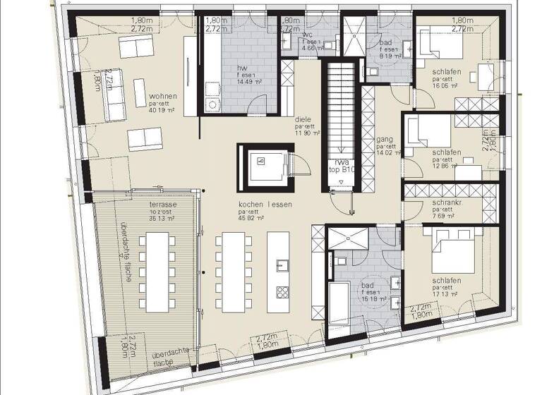 Penthouse zum Kauf - Erstbezug 1.990.000 € 4 Zimmer 192,1 m² 3. Geschoss Lustenau 6890