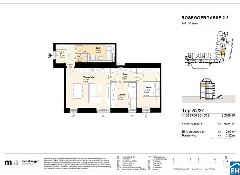 Wohnung zum Kauf - Erstbezug 420.200 € 3 Zimmer 66,6 m² 4. Geschoss Roseggergasse Wien 1160