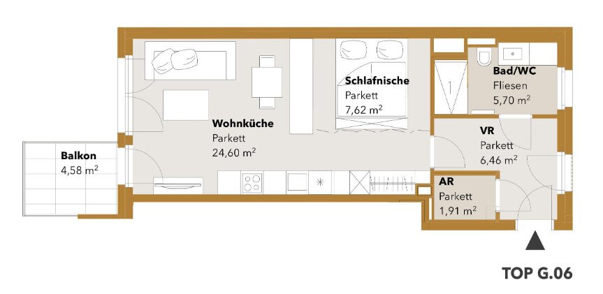 Wohnung zur Miete 907 € 1 Zimmer 46,3 m²<br/>Wohnfläche 1.<br/>Geschoss Wien 1120