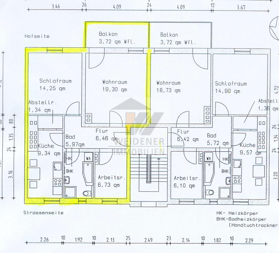 Wohnung zur Miete 450 € 3 Zimmer 69 m²<br/>Wohnfläche 3.<br/>Geschoss ab sofort<br/>Verfügbarkeit Herderstraße 24a Stadtmitte Nord Gera 07545