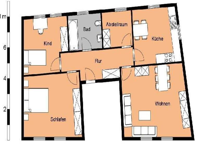 Wohnung zur Miete 482 € 3 Zimmer 76,5 m² EG frei ab sofort Sackstraße 2 Oschersleben 39387