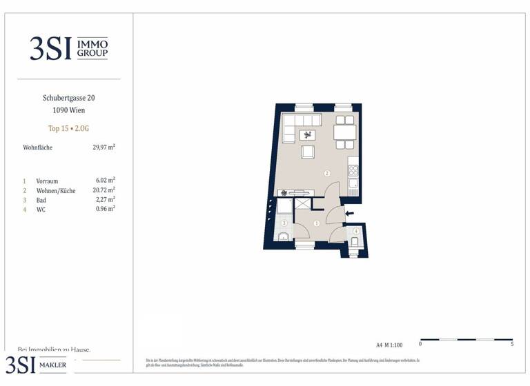 Studio zum Kauf - Erstbezug 265.000 € 1 Zimmer 30 m² 2. Geschoss Schubertgasse 20 Wien 1090