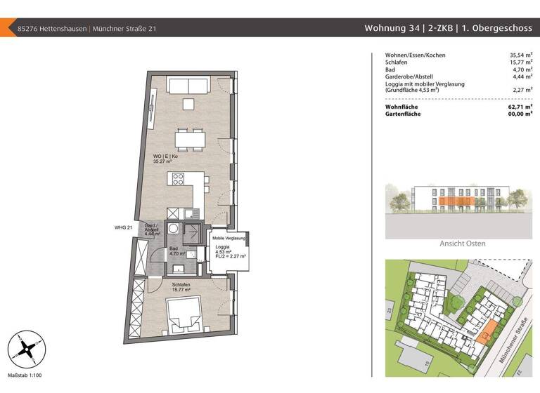 Wohnung zum Kauf - Erstbezug provisionsfrei 359.000 € 2 Zimmer 62,7 m² 2. Geschoss Münchner Straße 21 Reisgang Pfaffenhofen an der Ilm 85276